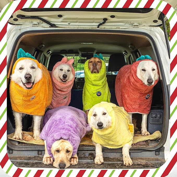 DERPYCHAPPY Premium Dog Towel Robe & Dog Bathrobe for Drying Dogs Made in Korea | Super Absorbent Quick & Adjustable Microfiber Bath Towel for Cats & Puppy Robes After Bath | Soft Warm Coat (Olive L)