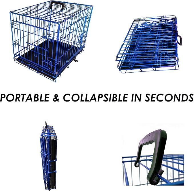 PET Expressions Luxury Colorful 36 Inch Foldable Dog Crate with 2 Doors | Free Training Ebook and Pet Calming Music | 3 Colors & 3