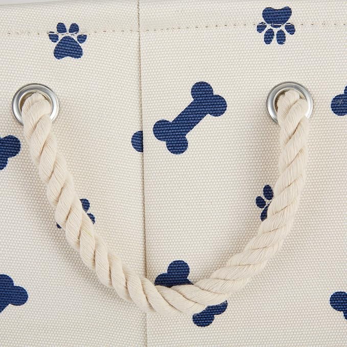 Bone Dry 5511 Pet Storage Collection Paw and Bone Print, Medium Round, Nautical Blue