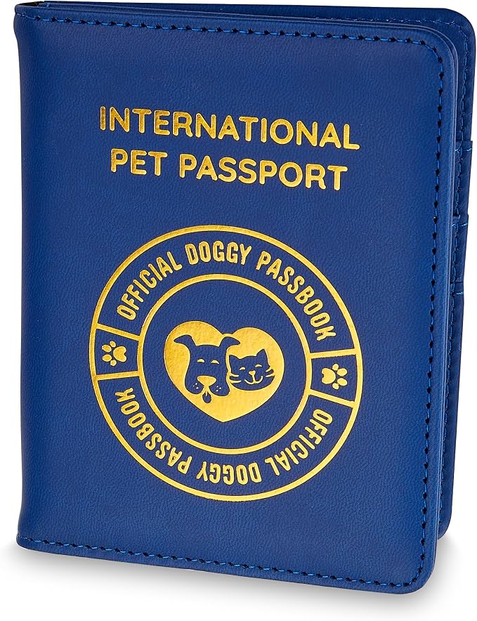 International Pet Passport & Dog Passport Holder – Cat & Dog Travel Accessories Organizer for Vet Records, Vaccinations & ID – Standard Size, Blue