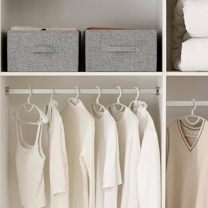 Linen Folding Storage Bins, 3 Pack Large Storage Baskets, Washable, Clothing Storage Bins with Handle, Closet Organizer for Storage Sweater,Sheets(dark grey, 18½"x13½x8½)