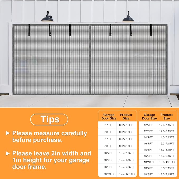 Privacy Garage Door Screen Blackout for 1 Car Garage-9x8FT Privacy Silver Grey Heavy Duty Magnetic Garage Screen, Hands Free, Magnetic Privacy Garage Screen Door