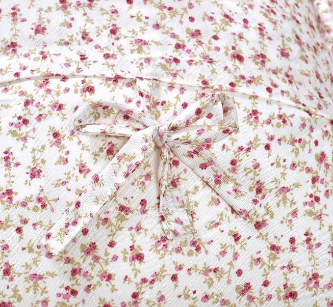 Brilliant Sunshine Pink Rosette & Stripes Ruffle Pillowshams Set, 18"x18" | Patchwork Design with Ruffles, Quilted Pillow Covers, Washable Throw Cushion Cases for Couchs and Beds, Pack of 2