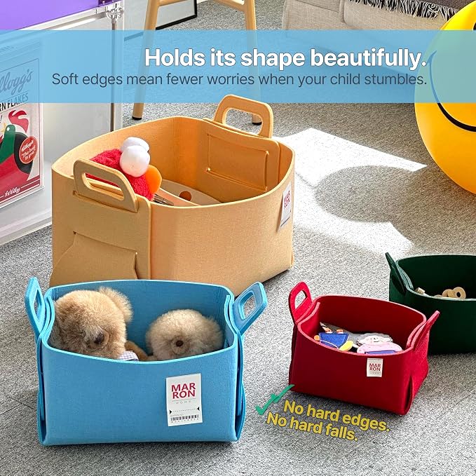 Collapsible Felt MAGENTAPINK Storage Bin Large 14.6"x9.4"x9.4" – Foldable Basket with Handles for Closet, Laundry Room Organization, Storage, Decorative Storage Bins for Shelves, Nursery