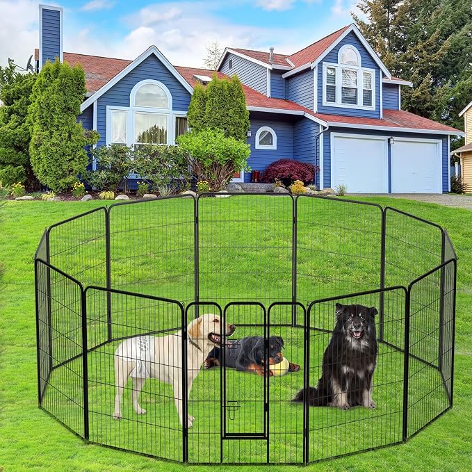 BestPet | Dog Playpen | 40", 12 Panels | Heavy Duty Metal Pet Exercise Pen | Indoor/Outdoor Fence Panels | Rust-Resistant, Removable, Tool-Free Setup | Anti-Skid, Expandable Design