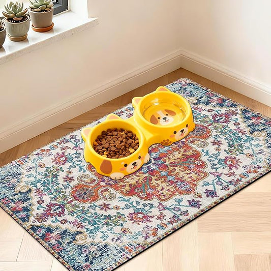 Pet Feeding Mat for Floors Waterproof Dog Mat for Food and Water Absorbent Quick Dry Non Slip mat for Cat Bowls