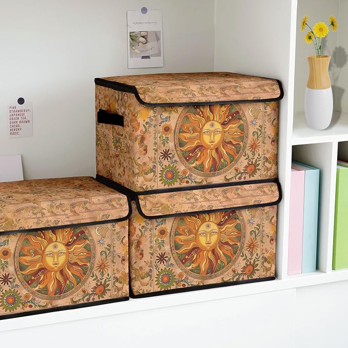 Stackable Clothes Storage Bins with Lids 3 Pack | Closet Organizers Fabric Box for Home and Office,Blanket Clothes Organizers,Under Bed Storage Containers