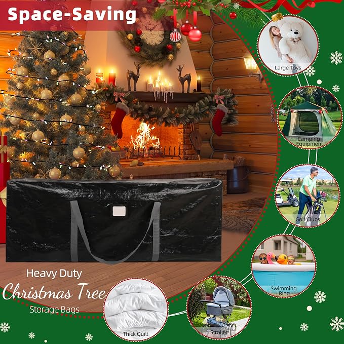 Large Christmas Tree Storage Bag Heavy Duty 7.5 Ft (Black) | Protects From Moisture & Dust, Holiday Storage, Alternative To Tree Storage Box