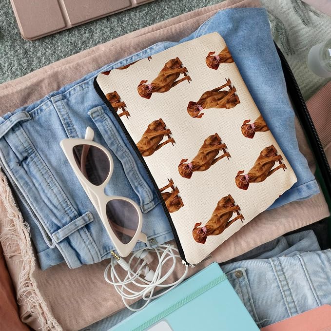 Vizsla Dog Makeup Bag, Vizsla Lovers Gifts Cosmetic Bag for Women, Dog Mom Lovers Owner Gifts for Women Christmas, Pet Lover Gift Zipper Travel Makeup Pouch for Purse