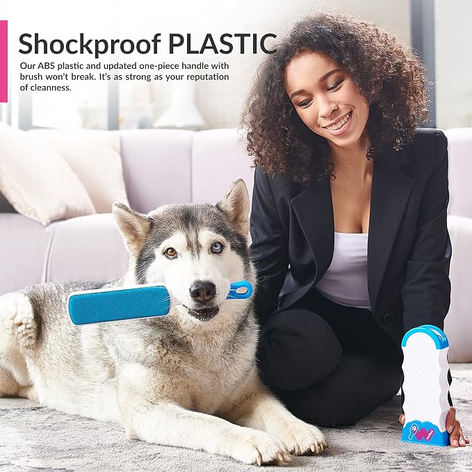 Pet Hair Remover Brush - Lint Brush - Fur Remover - Fur & Lint Removal - Dog & Cat Hair Remover - Double-Sided Brush with Self-Cleaning Base - for Furniture Clothing Car Seat