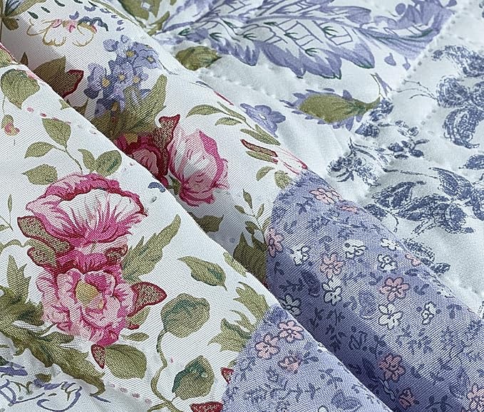 Brilliant Sunshine Rose Violet Floral Couch Recliner Cover, 26" seat | Quilted Sofa Cover, Living Room & Bedroom Furniture Protector, Washable Reclining Chair Slipcover for Pets, Dogs & Cats