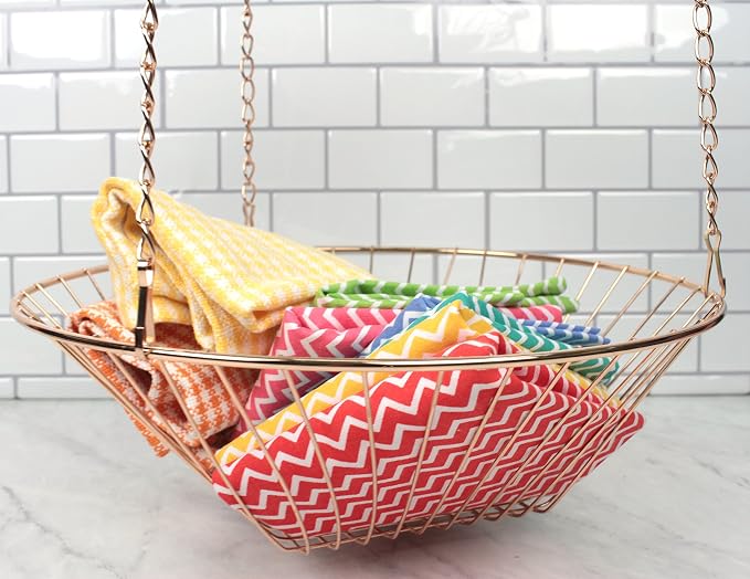 RSVP International Hanging Storage Collection 3-Tier Baskets, Copper Wire