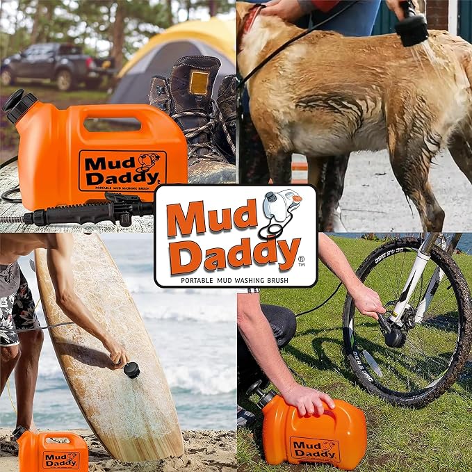 Dog Washer - Portable Paw Cleaner with Bath Brush, Shower Hose Attachment, and 1.3 Gallon (5L) Capacity in Orange