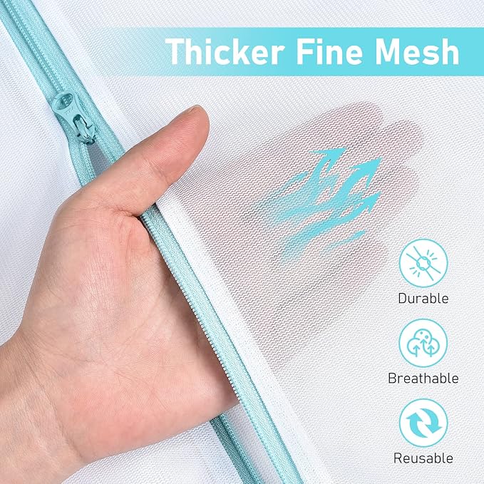 OTraki Large Mesh Laundry Bags 28x35 inch Zipper Mesh Lingerie Bags for Washing Delicates Net Laundry Mesh Bag Machine Washable for Dorm Hotel Camp Don't Drying, Melting 140-176℉, White | for Washing Delicates Net Laundry Mesh Bag Machine Washable for ...