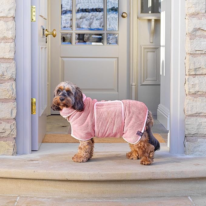 Lucky Pooch® Dog Robe - Luxurious Dog Bathrobe - Ultra Absorbent Dries Your Dogs in Minutes! Double-Layer, Super Soft Towel and Bath Robe All in One (XXL, Dusty Pink)