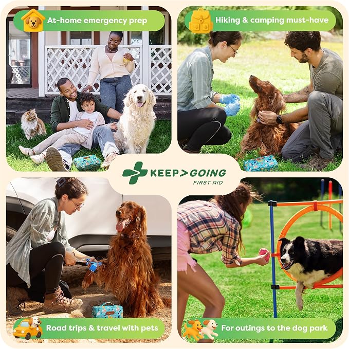KeepGoing Pet First Aid Kit for Dogs & Cats, 99 Pc. Travel Emergency Kit | Dog & Cat Travel Accessories for Car, Camping & Hiking, Pet Essentials & Supplies