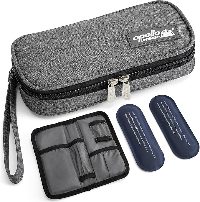 apollo walker Insulin Cooler Travel Case Diabetic Medication with Ice Packs and Insulation Liner insulin cooler travel case tsa approved