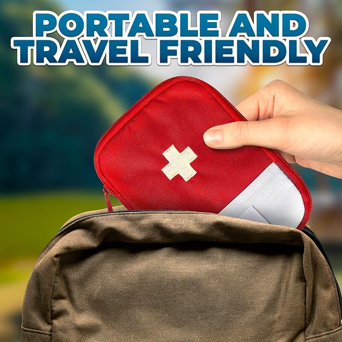 BURIUS First Aid Bag Empty 2 Pcs, Small Travel Medical Pouch with Zipper | Multiple Compartments Organize Bandages and Supplies - 7.1 x 5.1 In Compact Cases for Camping, Hiking, or Outdoor Adventures