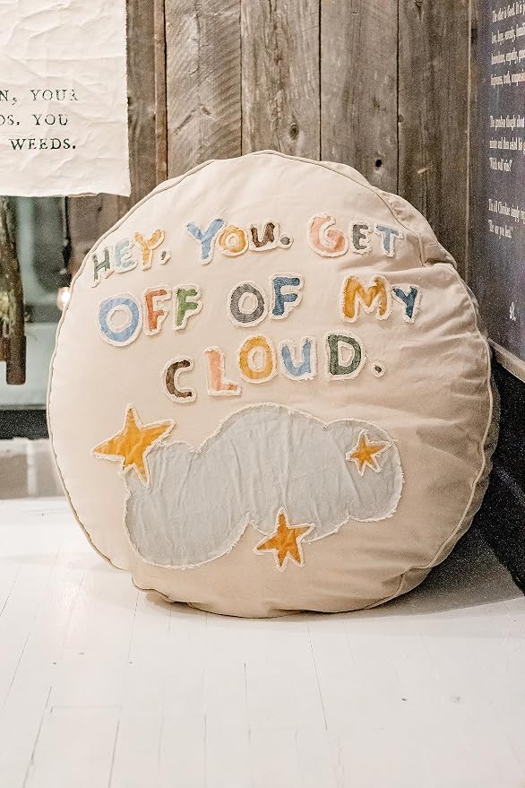 Sugarboo Hey You Get Off My Cloud Dog Bed, Washable Cream Floor Mattress for Medium to Small Sized Pets, Stylish Boho Farmhouse Dog Bed - 33” Diameter