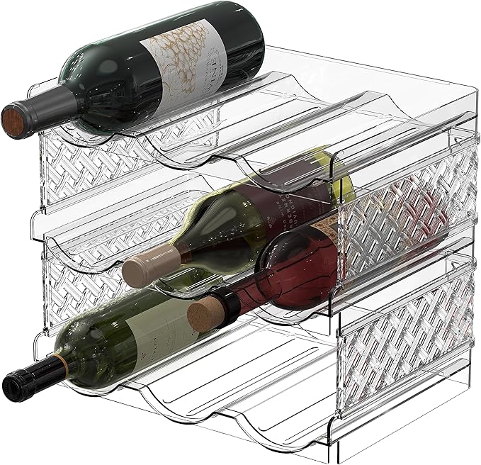 Simple Houseware Water Bottle Storage Organizer (Fits Stanley 40 oz) | 3-Tier, Stackable, Clear, Space Saving Bottle Holder for Kitchen, Pantry, and Refrigerator