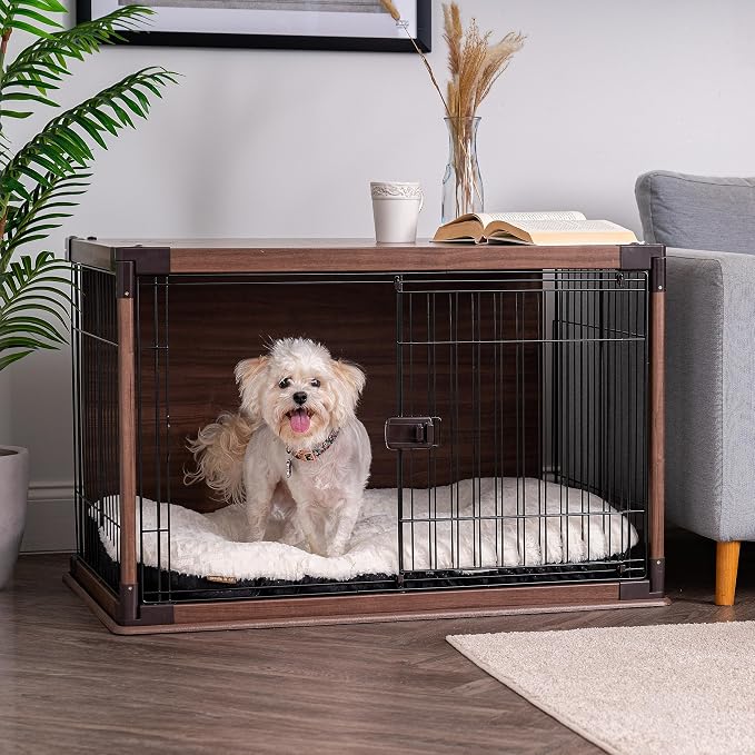 IRIS USA Small Animal Cage, Habitat, Brown | Rabbits, Removable Cleaning Tray, Secure Locking Door, Comfortable Den Space, Good Airflow, Easy Tray Clean