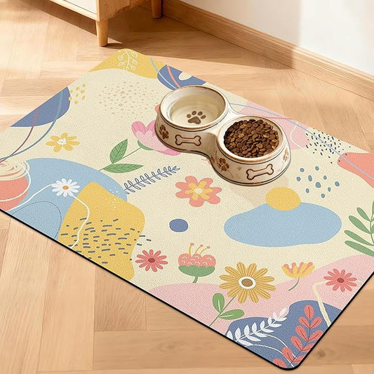 Pet Feeding Mat for Floors Waterproof Dog Mat for Food and Water Absorbent Quick Dry Non Slip mat for Cat Bowls