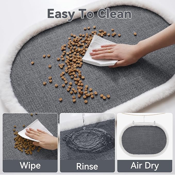 Pet Feeding Mat, Dog Food Mats Absorbent Pet Placemat for Food and Water Bowl with Non Slip Rubber Backing for Dog and Cat (12"x19", Gey)