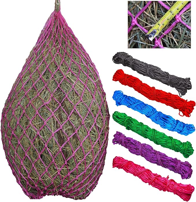 T TEKE Classic Slow hay Feeder hay nets, 40" Length with 2" Holes, Horse Supplies hay Bags for Horses, Goat Feed