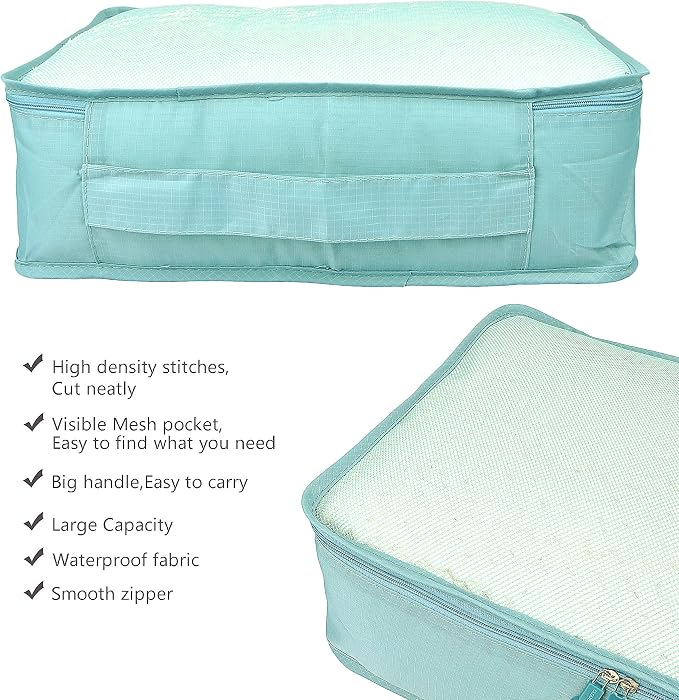 Vercord 7 Set Travel Packing Organizers Cubes Luggage Suitcase Organizer Bags Clothes Underwear Cube Shoe Pouch Pack Blue