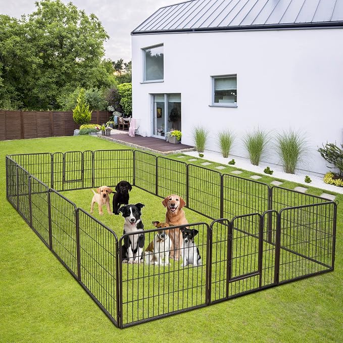 16 Panel Dog Playpen - 32" Height, Indoor/Outdoor, Small to Large Dogs, Puppy Kennel