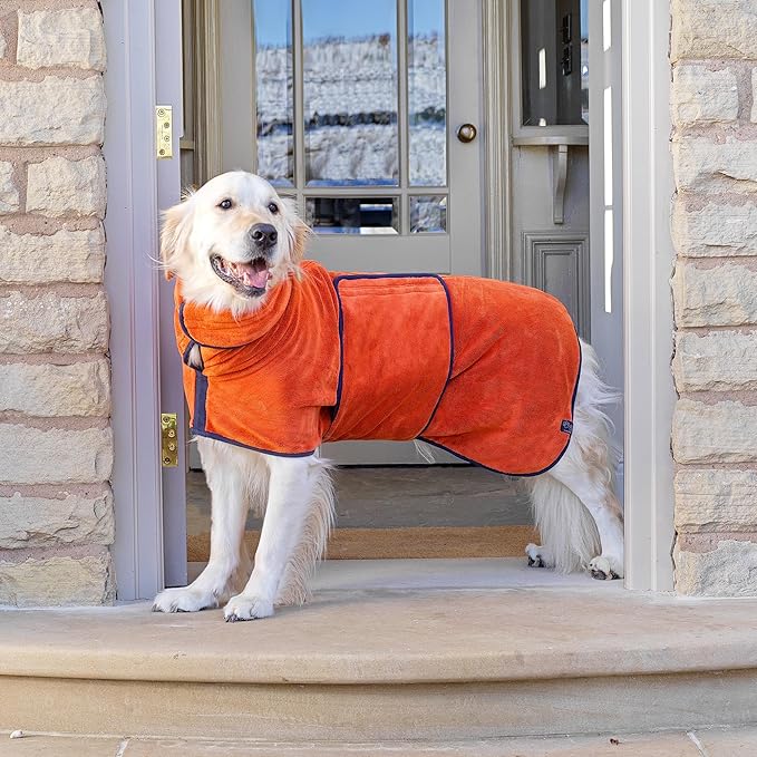 Lucky Pooch® Dog Robe - Luxurious Dog Bathrobe - Ultra Absorbent Dries Your Dogs in Minutes! Double-Layer, Super Soft Towel and Bath Robe All in One (S, Amber)