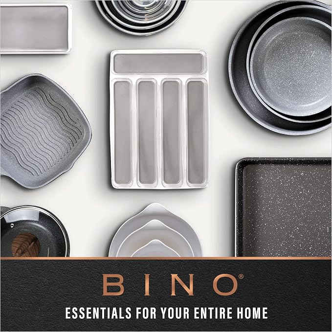 BINO | Plastic Storage Bins, Medium - 6 Pack | THE LUCID COLLECTION | Multi-Use Built-In Handles | BPA-Free | Clear Storage Containers | Fridge Organizer | Pantry & Home Organization