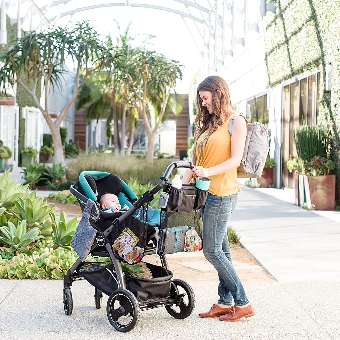 J.L. Childress Universal Side Sling Stroller Organizer & Caddy, Black | Stroller cargo net attachment adds easy-access storage for baby essentials to any stroller with secure, non-slip straps