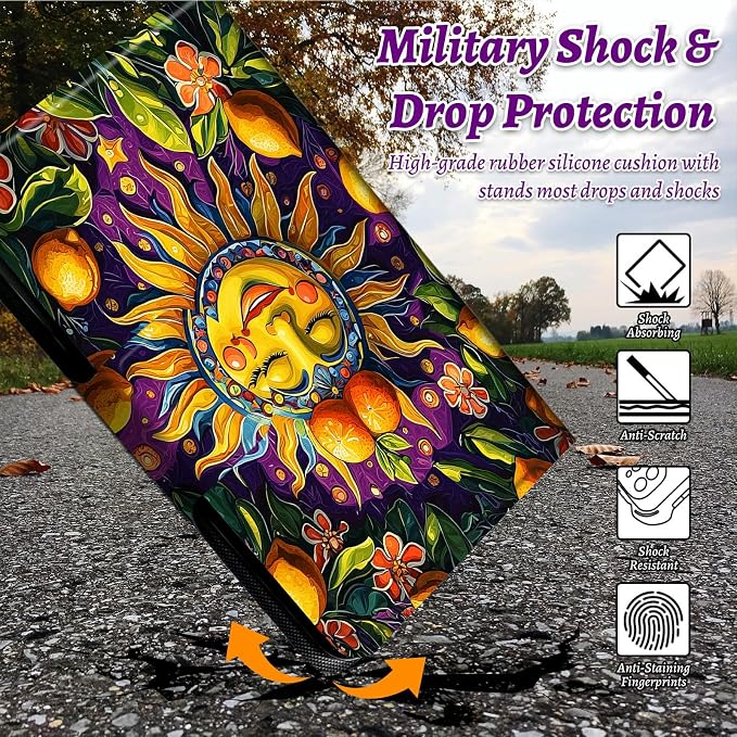 Rotating Handle Case for Samsung Galaxy Tab S6 Lite 10.4" 2024/2022/2020, 360 Degree Swivel Kickstand with Magnetic Closure Shockproof Leather Protective Cover for Women Men, Sun Lemon