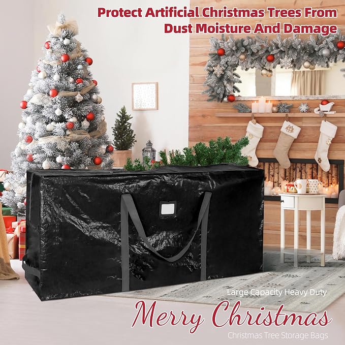 Large Christmas Tree Storage Bag Heavy Duty 9 Ft (Black) | Protects From Moisture & Dust, Holiday Storage, Alternative To Tree Storage Box