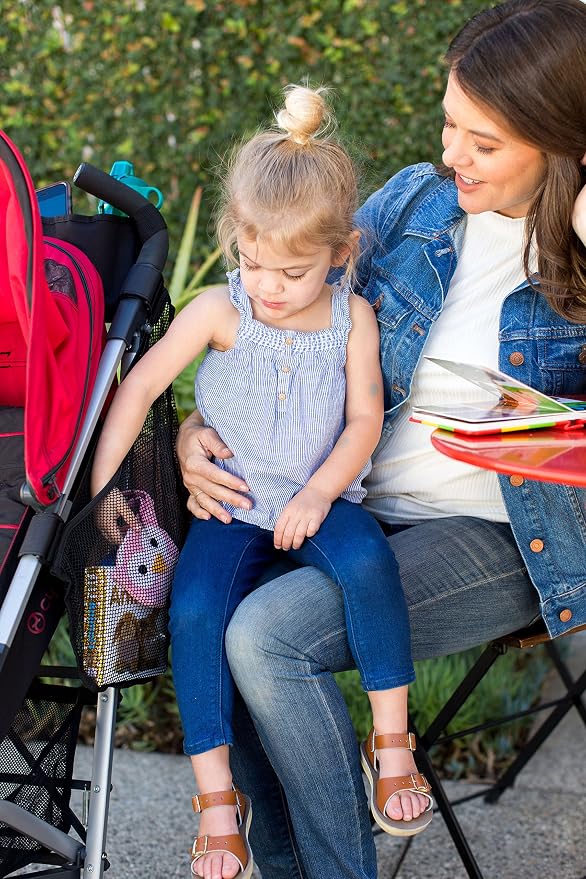J.L. Childress Universal Side Sling Stroller Organizer & Caddy, Black | Stroller cargo net attachment adds easy-access storage for baby essentials to any stroller with secure, non-slip straps