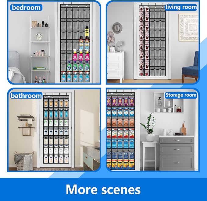 over the door shoe organizer,upgraded,over door shoe organizer,35 Huge clear pockets,over door shoe organizer,Store size 13 shoes,hooks Suitable for various doors,Grey