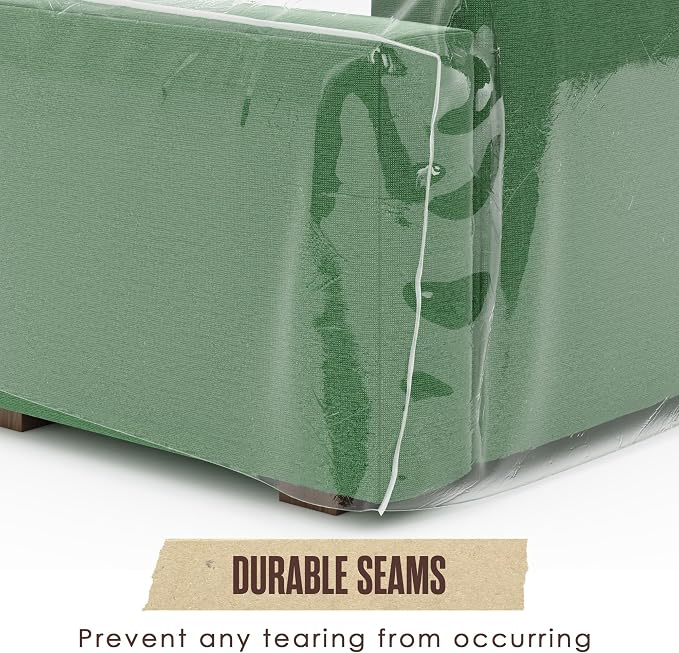Plastic Couch Cover, Plastic Couch Covers for Pets, Cats, 84.5 x 40 x 36 in | Houseables Clear Sofa Protector for Moving, Loveseat Protector, Storage, Pets, Spills, Heavy Duty, Waterproof, Vinyl, Thick