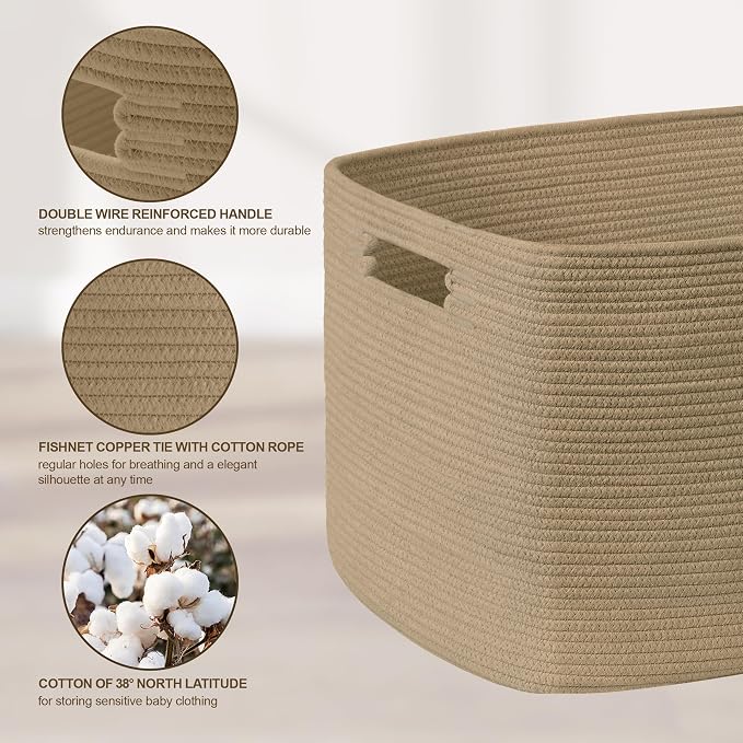 45L Small Woven Laundry Basket Hamper with Handles, Jute | collapsible wicker hamper, storage for dirty clothes, toys, blankets, gifts, living room, bedroom, bathroom, 18"x14"x11"