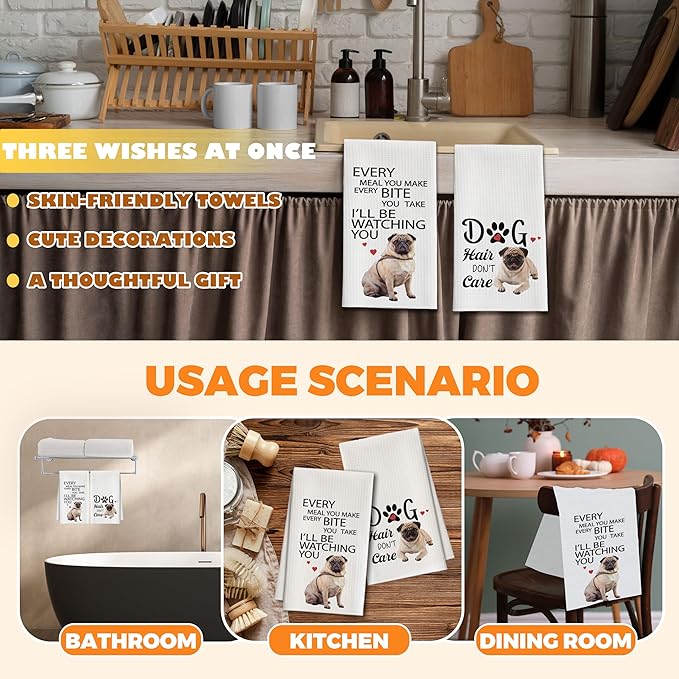 Kitchen Towels Set of 2, Every Meal You Make Dish Towel for Kitchen Bathroom, Bulldog Decorative Hand Towels, Pet Fast Drying Tea Towel, Housewarming Bulldog Gifts for Dog Lovers Women -08