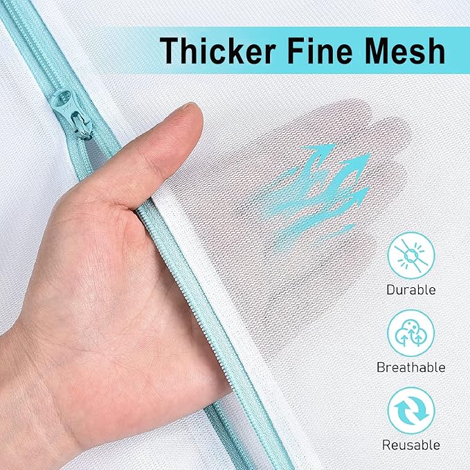 OTraki Mesh Washing Bags for Laundry 16x20 Inch Medium Mesh Bag Laundry Washer Delicates Lingerie Wash Machine Net Zipper Bag Heavy Duty Home Dorm Hotel Don't Drying, Melting 140-176℉, White | Laundry Washer Delicates Lingerie Wash Machine Net Zipper B...