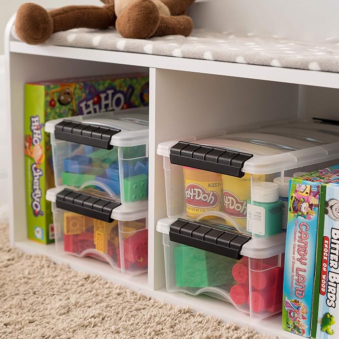 IRIS USA 6-Pack 6 Quart Storage Bins with Lids | Transparent design keeps contents visible, Ideal for shoes, photos, documents, and small essentials, Nestable to save space