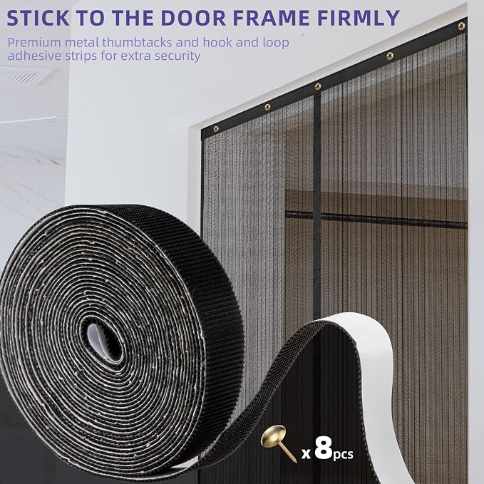 Magnetic Screen Door 72x80, Self Sealing | Heavy Duty Door Screen Magnetic Closure - Keep Bugs Out, Retractable Screen Door Mesh - Pet and Kid Friendly, Hands Free Mesh