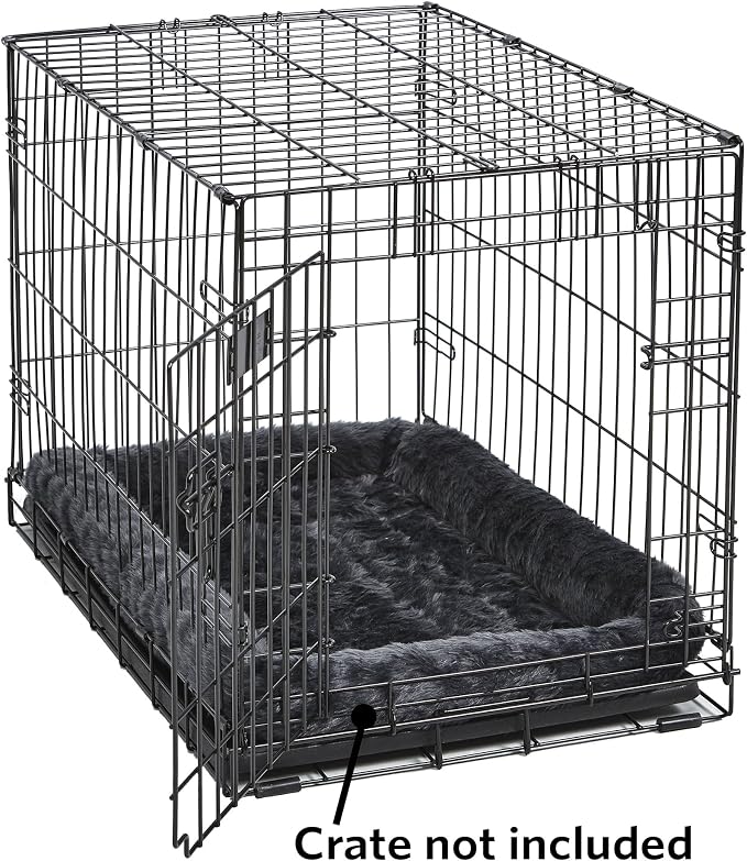 MidWest Homes for Pets QuietTime Dog Bed - Gray Faux Fur Bolster, Ultra-Soft and Machine Washable, Fits 48-Inch Crates and Carriers, for Extra-Large Breed Dogs