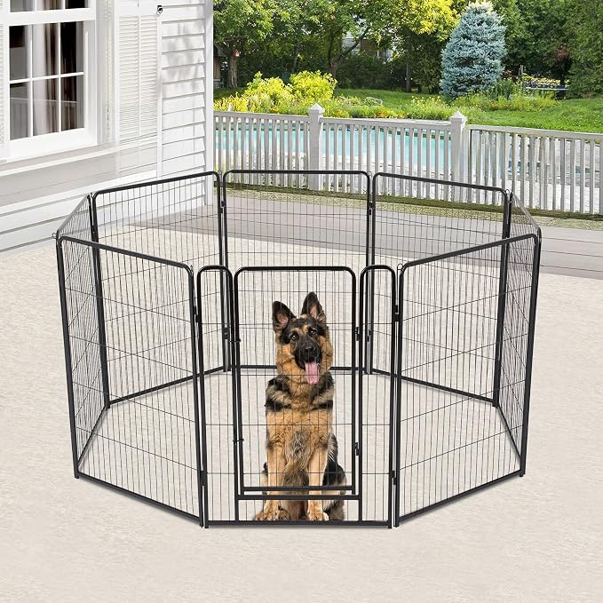 BestPet Dog Playpen, 40 Inch 8 Panels Pet Exercise Pen, Indoor Outdoor Dog Fence for RV, Camping, Yard, Black