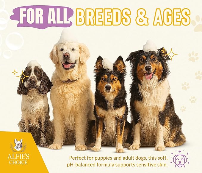 ALFIE'S CHOICE Oatmeal Dog Shampoo and Conditioner for Itchy Skin Relief | 16 fl oz | 5-in-1 Puppy Shampoo for Sensitive Skin | Cleans, Deodorizes & Detangles for All Breeds | Dog Wash Made in USA