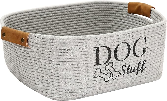 Morezi Durable Cotton Rope Dog Toy Storage, Large Dog Bin, Pet Bed, Puppy Toy Box - Perfect for Organizing Pet Toys, Blankets, Leashes, Clothing and Any Doggie Stuff - Gray