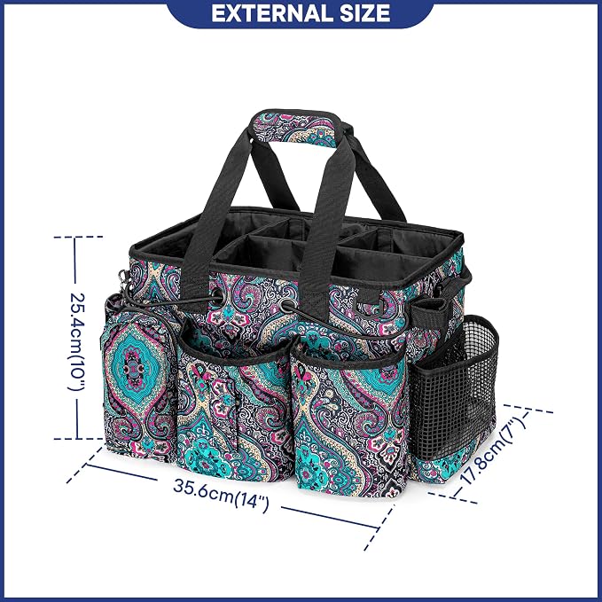 LoDrid Large Professional Cleaning Caddy with Detachable Divider, Totem | Cleaning Supply Organizer with Handle and Shoulder Strap for Housekeepers & Cleaners