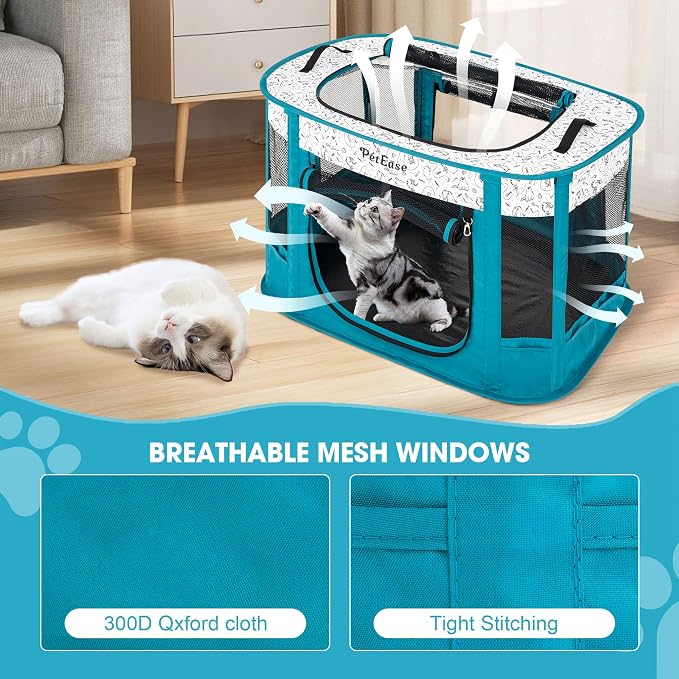 Portable and Foldable Cat Playpen Dog Playpen Small Animal Playepn with Waterproof Bottom, Foldable Pet Cage for Rabbit Puppy Hamster, Indoor/Outdoor Use