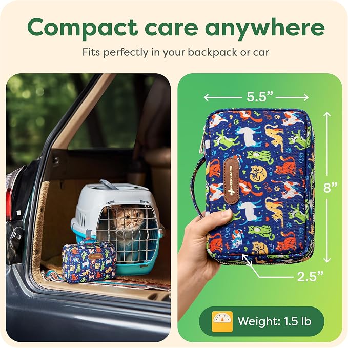 KeepGoing Pet First Aid Kit for Dogs & Cats, 99 Pc. Travel Emergency Kit | Dog & Cat Travel Accessories for Car, Camping & Hiking, Pet Essentials & Supplies